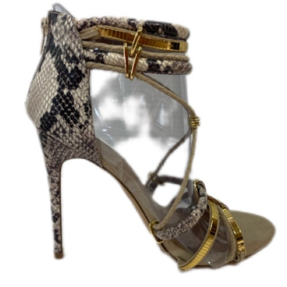 ***NIB*** Kurt Geiger | Native | Nude Leather | Snake Skin | Gold | Heels | 39